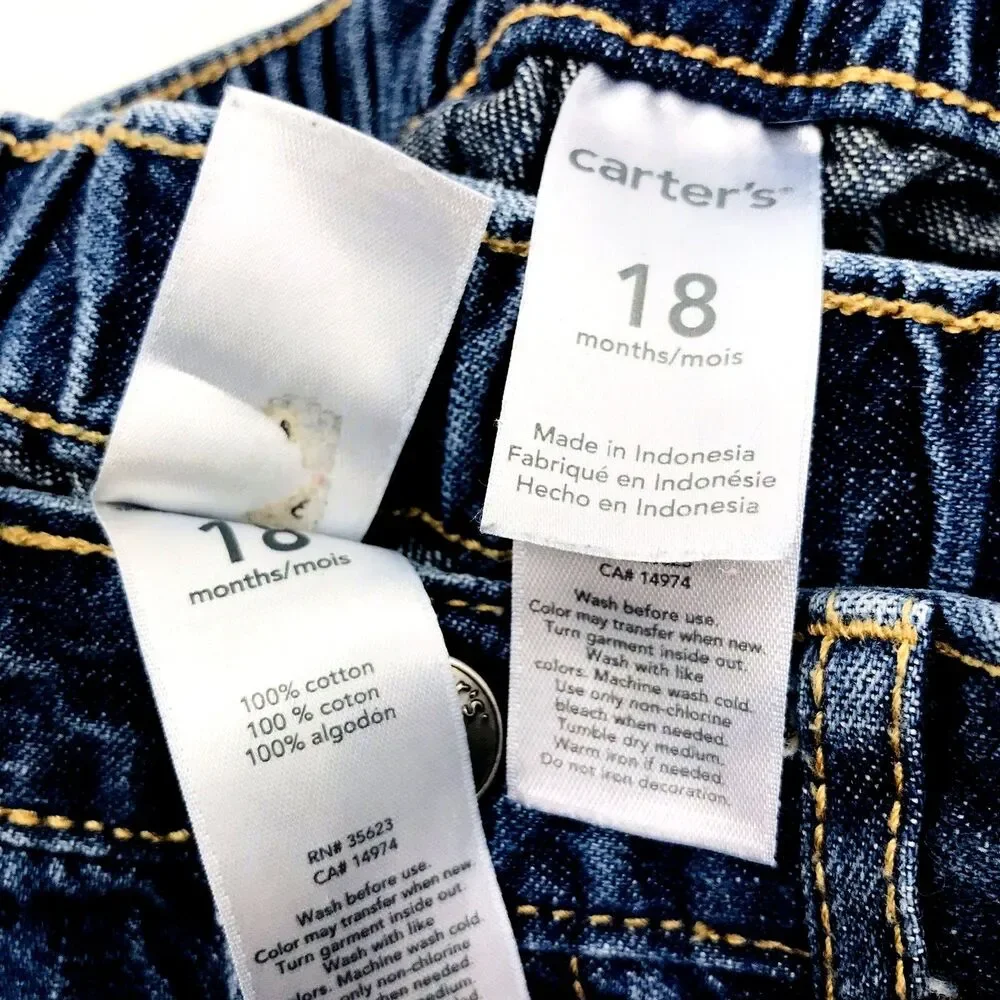 Toddler Jeans Pants 4 Lot 18 Month Carters Cat & Jack Topomini Denim Airplane